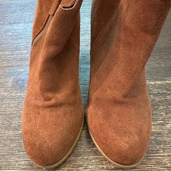 Urban Outfitters Ecote camel tan cow suede ankle boot booties women 9 block heel - Picture 9 of 9